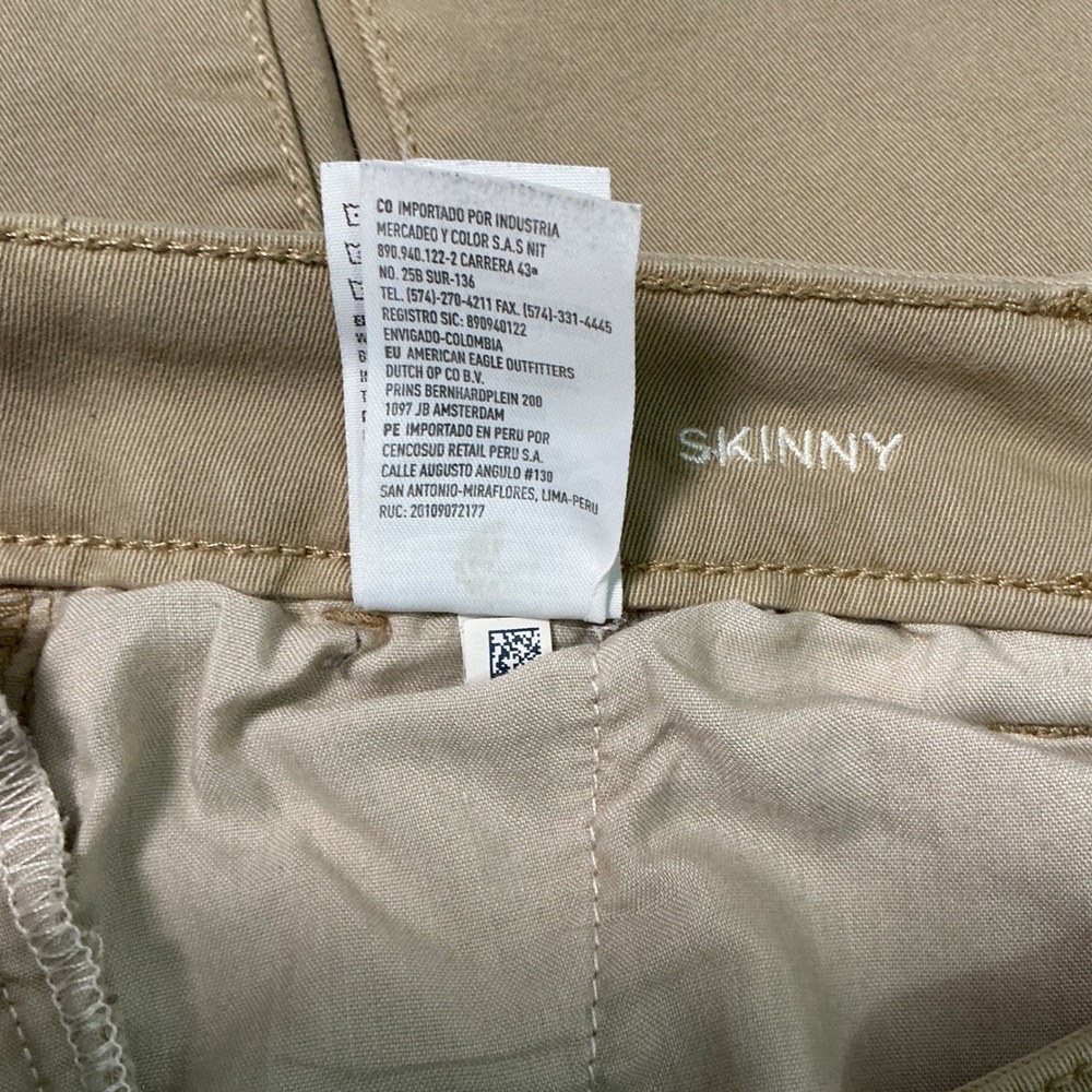 American Eagle Skinny Chino Pants Womens 10 Khaki Tan Super Stretch Low Rise - Picture 5 of 8